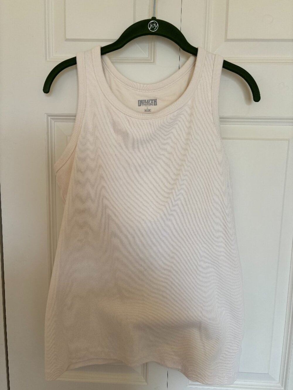 Duluth Trading Women's No-Yank Luxe Rib Racerback Shelf Bra Tank Size L Cream